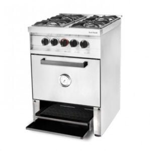 Cocina 4 hornallas mini con parrilla y puerta de acero Sol Real